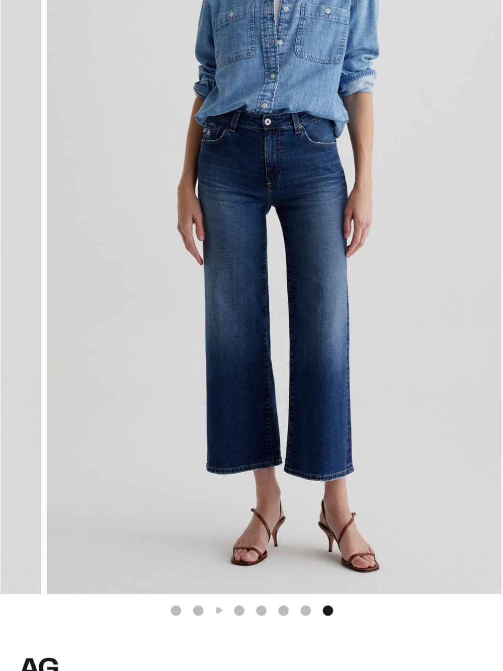 Ag Adriano Goldschmied Navy Saige Wide-Leg Crop Jeans